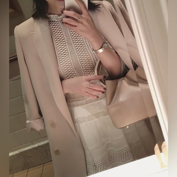 Double Breasted Blazer in Nude Colour - Picture 1 of 5